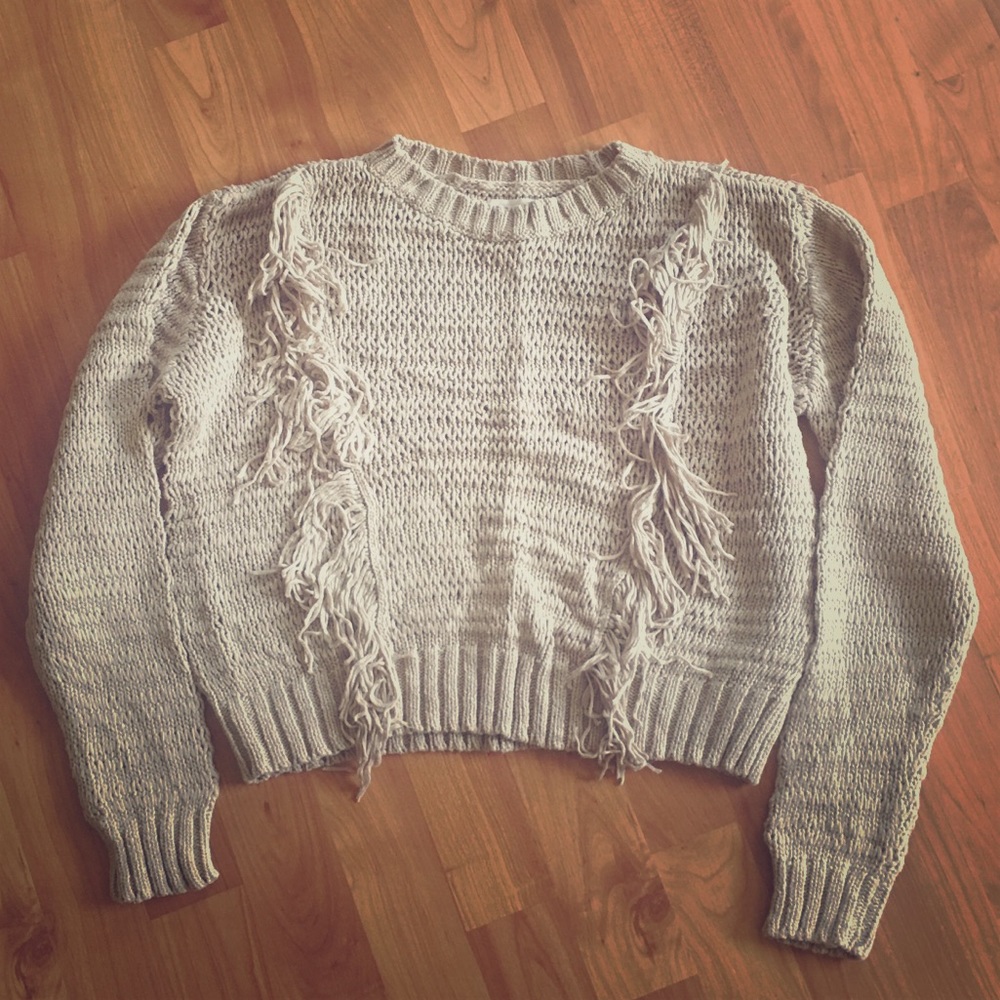 Cream Sweater with Fringe